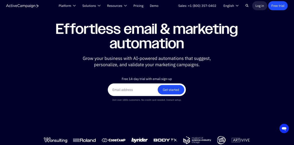 Activecampaign Homepage